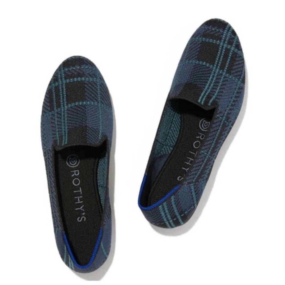 Rothy's The Loafer flats in the Navy Plaid pattern retired pattern rare size 6.5